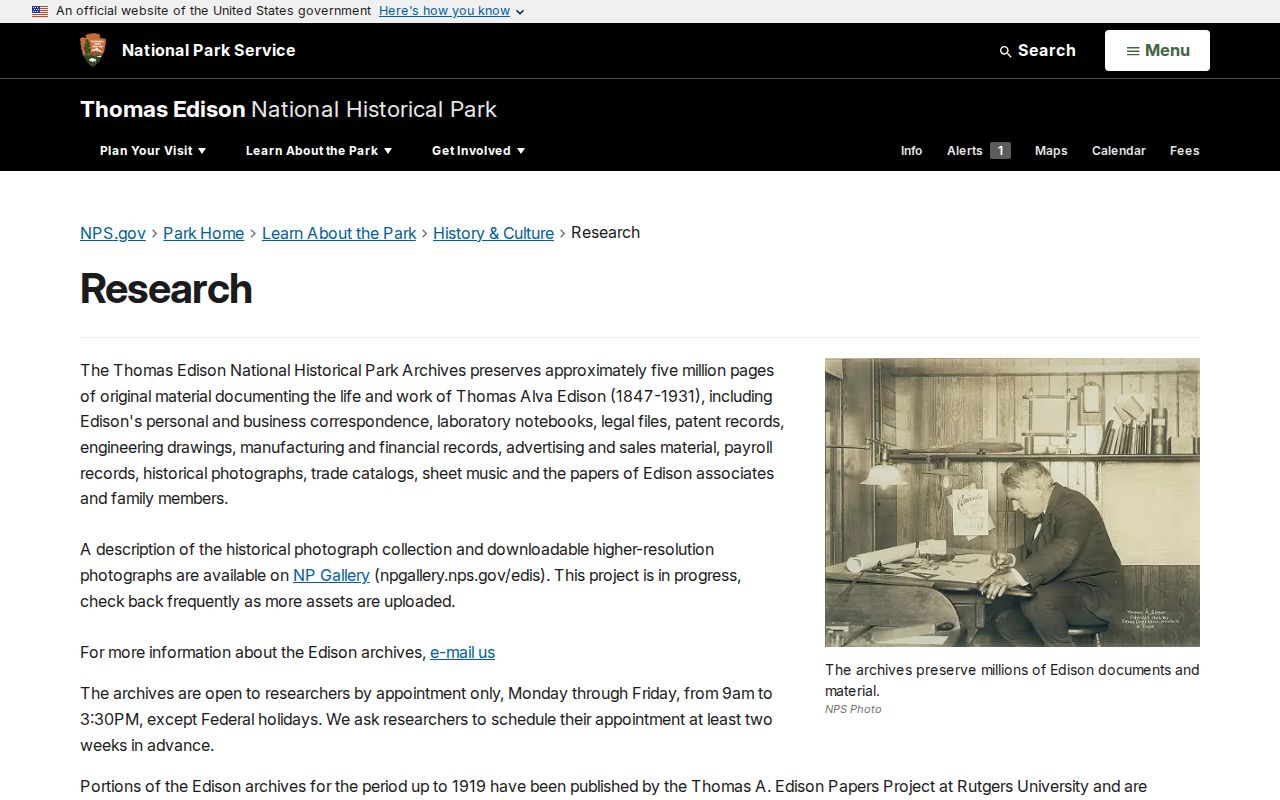West Orange city directory followup for Thomas Edison National Historical Park research archives