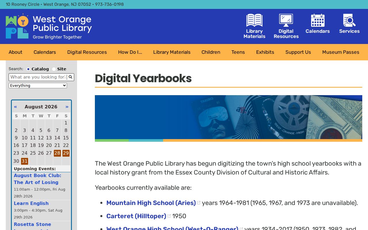 West Orange city directory followup for the Public Library digital yearbook collection