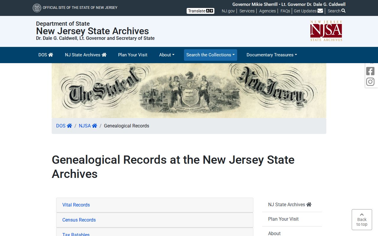 West Orange residents directory New Jersey State Archives genealogy collections