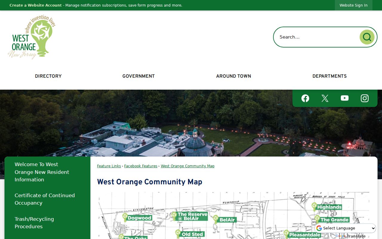 West Orange neighbors neighborhood names on the West Orange Community Map