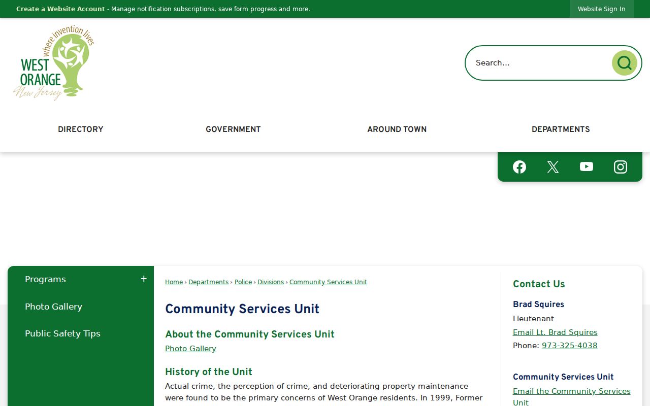 West Orange neighbors community-services context for local public contacts