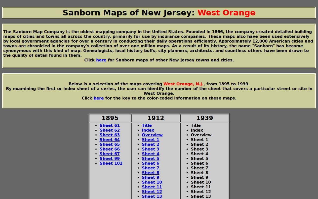 West Orange previous residents followup for the Princeton Library Sanborn map guide